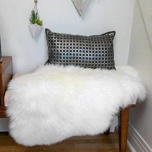 Fibre by Auskin Cirque Metallic Silver Leather and Slate Cotton Cushion 12x20”